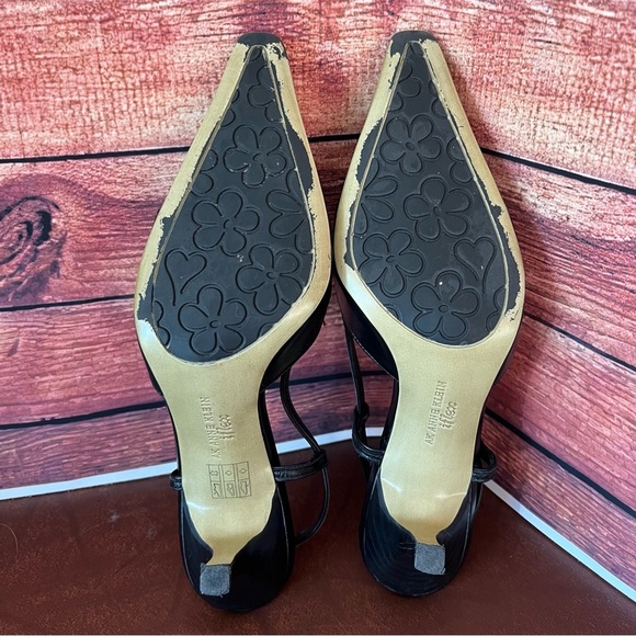 Anne Klein iflex Margy Black Leather Slingblack Pointed Toe Pumps - Picture 12 of 16